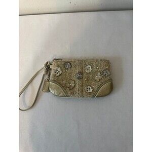 COACH WOOL WRISTLET cream/gold w/3D FLOWER ACCENTS